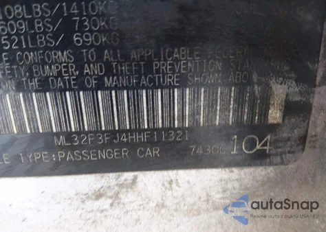 2017 Mitsubishi Mirage G4 Es z USA, uszkodzony, nr VIN ML32F3FJ4HHF11321